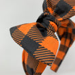 Load image into Gallery viewer, Orange & Black Buffalo Plaid BellaBow XL