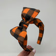 Load image into Gallery viewer, Orange & Black Buffalo Plaid BellaBow XL