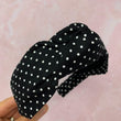 Load image into Gallery viewer, Black With White Polka Dots Knotband