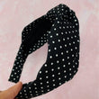 Load image into Gallery viewer, Black With White Polka Dots Knotband