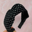 Load image into Gallery viewer, Black With White Polka Dots Knotband