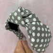Load image into Gallery viewer, Grey With White Polka Dots Knotband