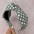 Load image into Gallery viewer, Grey With White Polka Dots Knotband