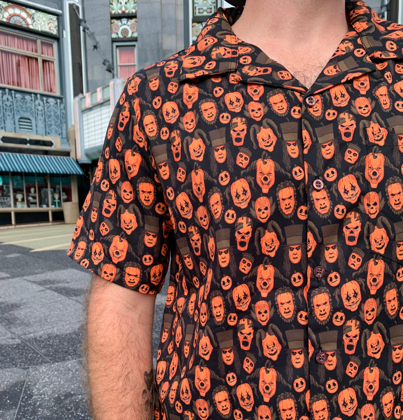 "Horror Night Icons" Hawaiian Button Up Shirt