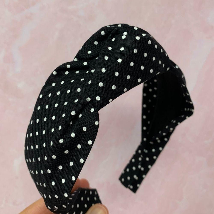 Black With White Polka Dots Knotband