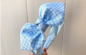 Blue And White Check Hairband