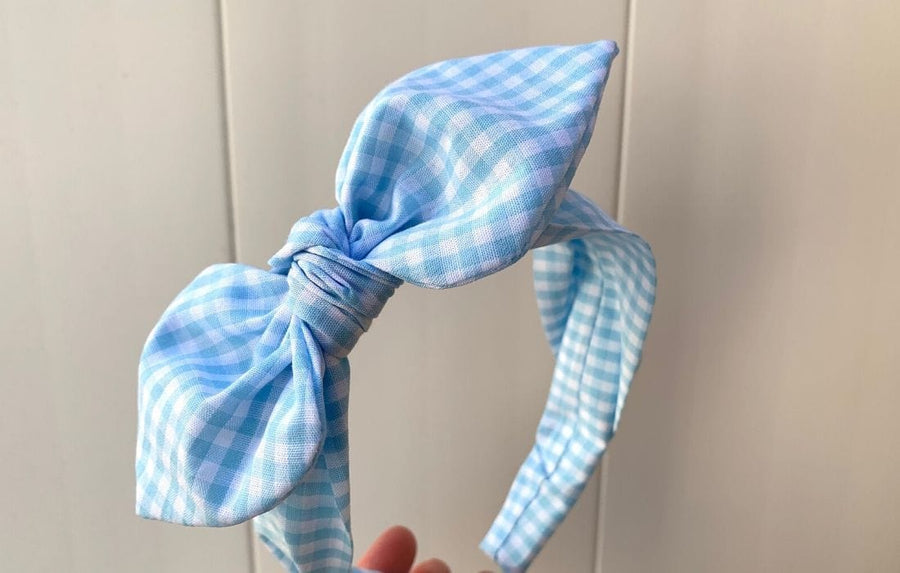 Blue And White Check Hairband