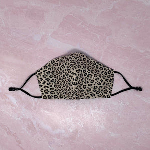 "Snow Leopard / Solid Black" Reversible Face Mask