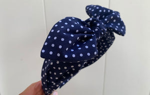 Navy With White Dots Hairband