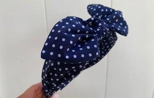 Navy With White Dots Hairband